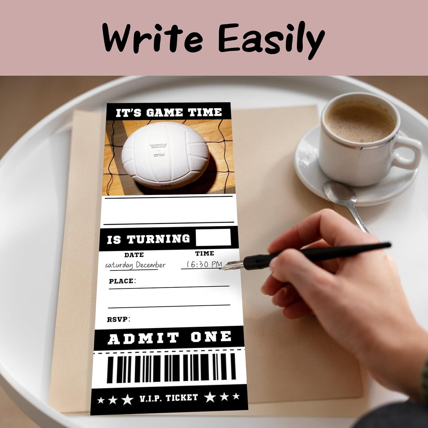 20 Volleyball Game Ticket Invite Cards-Volleyball Birthday Invitation with Envelopes for Teens kids Adults-Sports Birthday Cards-Party Favor & Supplies (3×8 inch)-A09