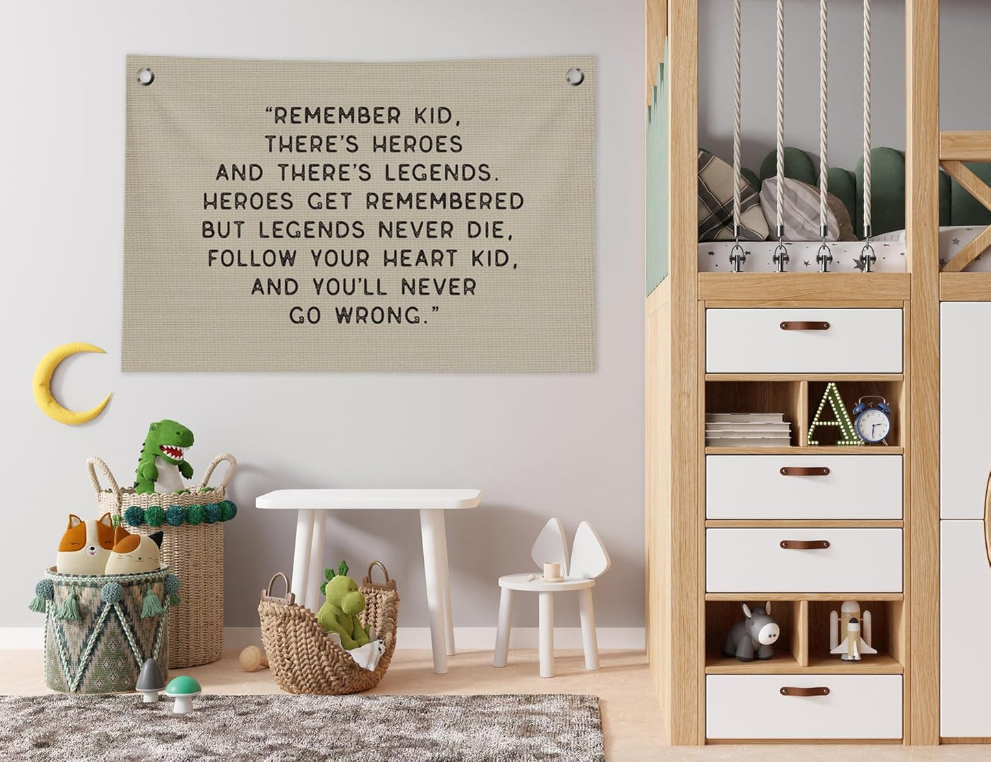 Inspirational Nursery Wall Decor, Boy Nursery Decor Canvas Banner, Motivational Hanging Banner Flag Wall Art Decor for Kids Boys Room Bedroom Playroom, 20x30 in