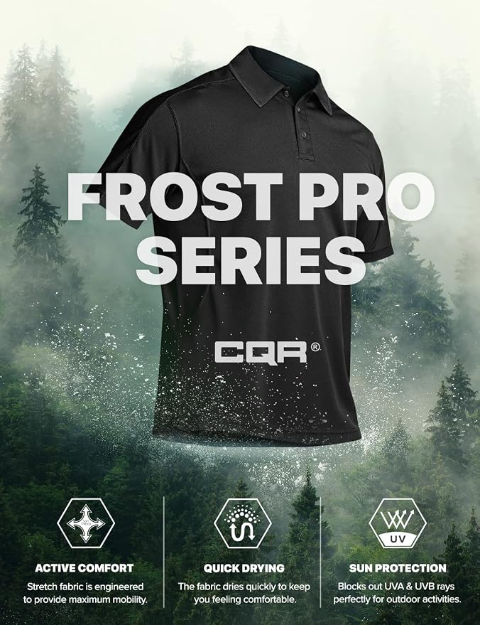CQR Men's Polo Shirts, Tactical Short Sleeve Golf Performance Shirts, - Image 6