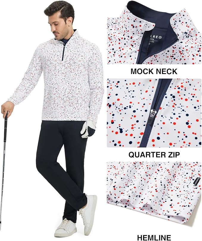 M MAELREG Quarter Zip Golf Pullover Men Dry Fit Long Sleeve Performance Wicking - Image 3