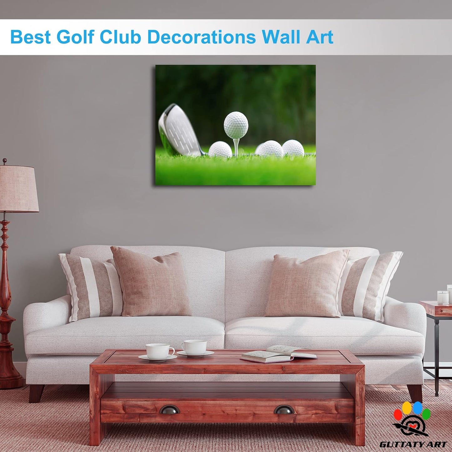 GUTTATY Golf Wall Art, Golf Pictures Posters Canvas Print Wall Decor for Golfer's Man Cave Home Ofice Ready to Hang (18x24 Inches)