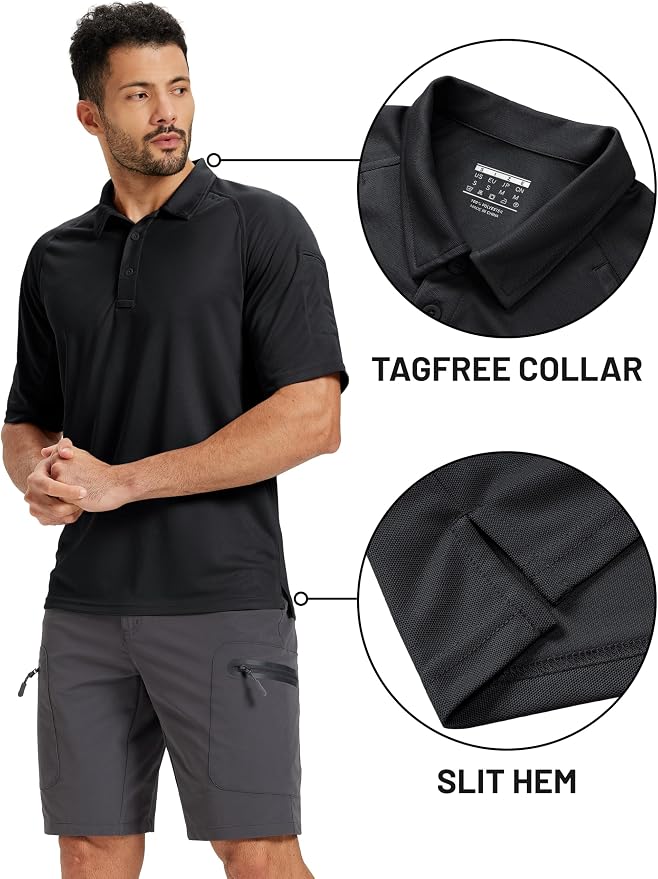 TACVASEN Men's Polo Shirts Short Sleeve Golf Polos Dry Fit UPF 50+ Performance - Image 3