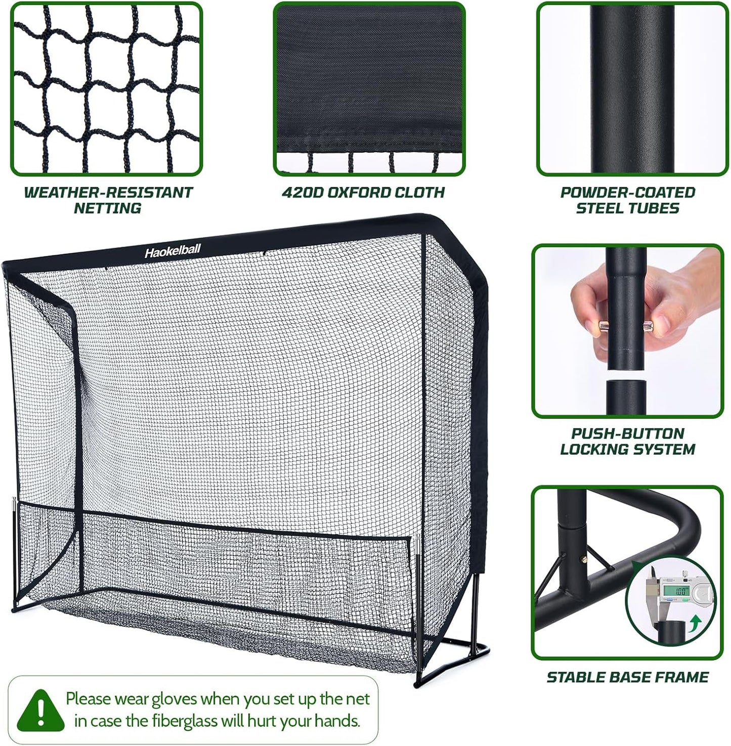 Haokelball Golf Practice Net - 10x7.5ft Hitting Net with Target Cloth for Indoor or Outdoor Use, Heavy Duty with Carry Bag