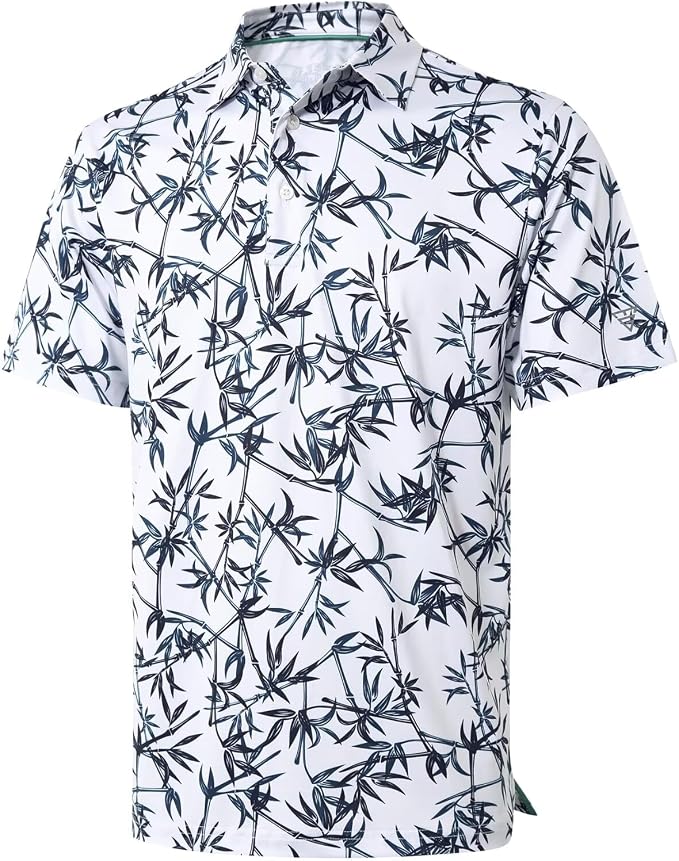 Golf Shirts for Men Dry Fit Short Sleeve Print Performance Moisture Wicking by MAELREG
