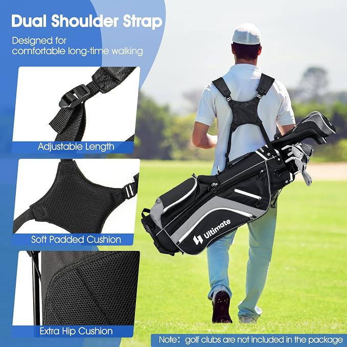 ULTIMATE 14-Way Golf Stand Bag, Portable Golf Bag w/ 6 Pockets, Cooler Bag & - Image 5