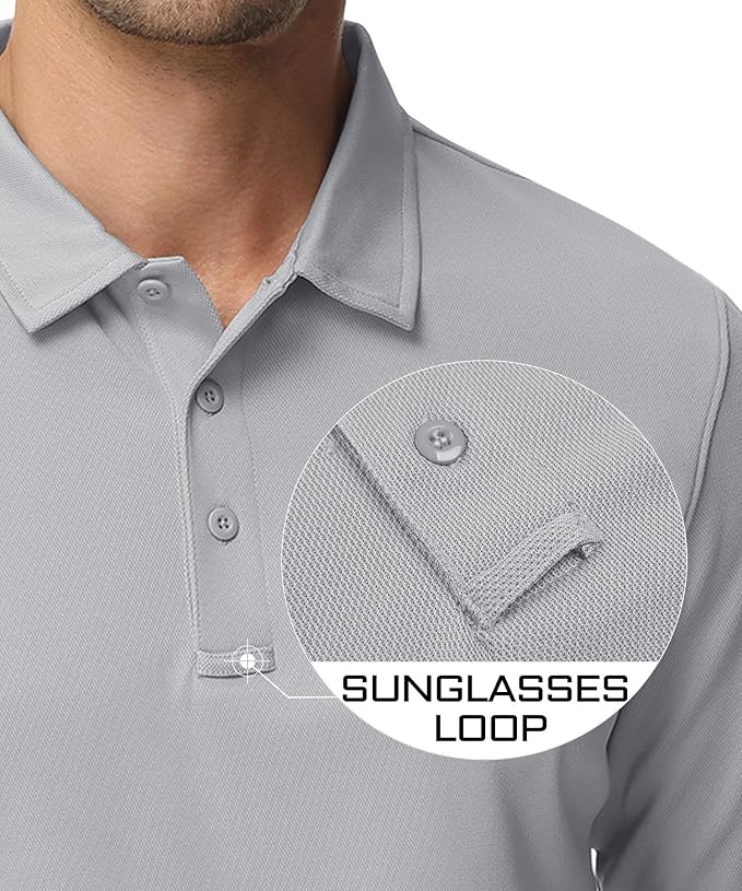 MAGCOMSEN Men's Polo Shirts 3 Button Quick Dry Performance Long Sleeve Tactical - Image 3