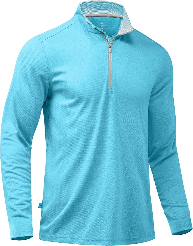 Obla Golf Quarter Zip Pullover for Men Mock Neck Sweatshirt Lightweight Sun by OBLA