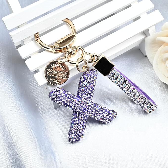 Pink Blue White Initial Letter Keychain Gift - Image 4