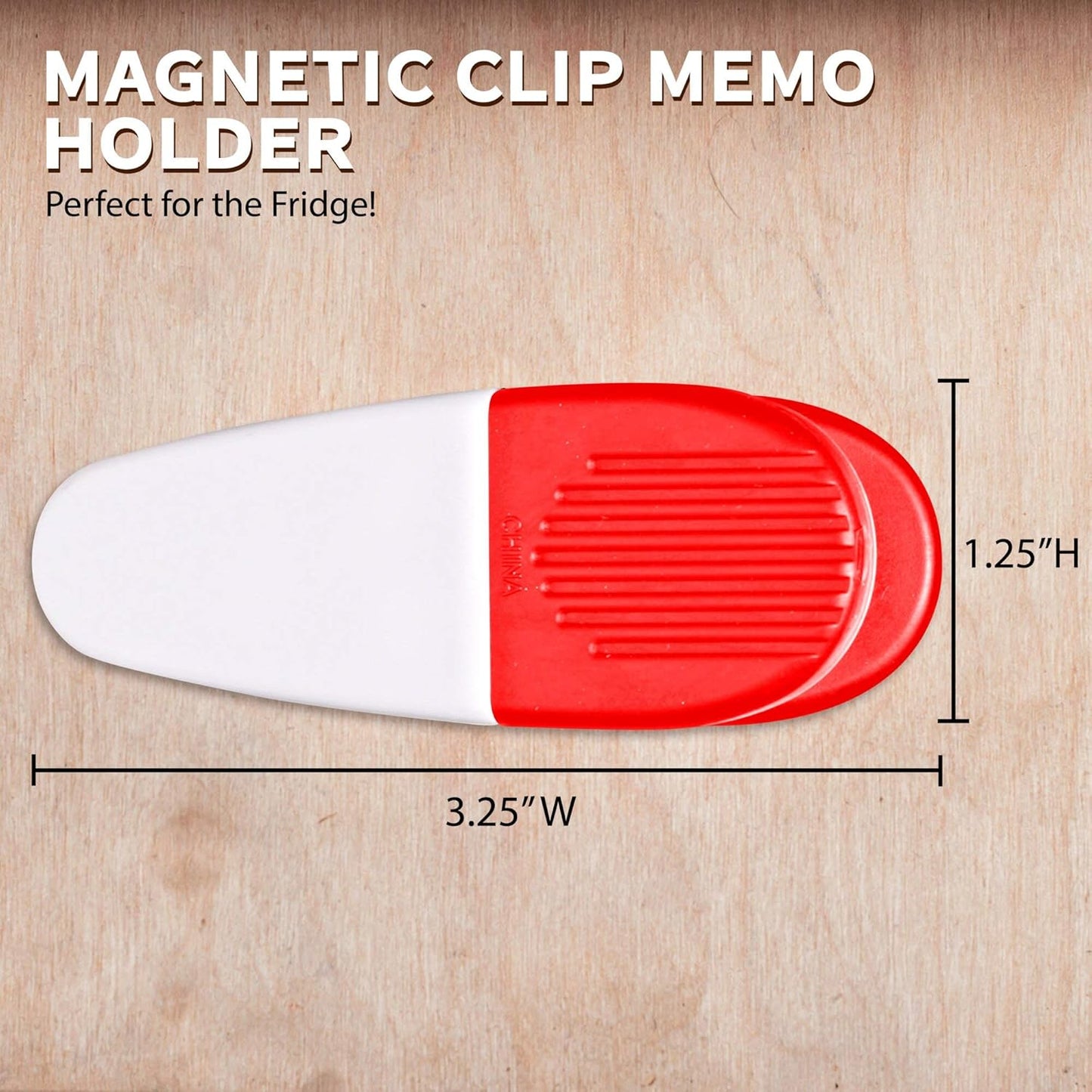 10 Magnetic Memo Holders Set - Large Clip, Plastic - White Red