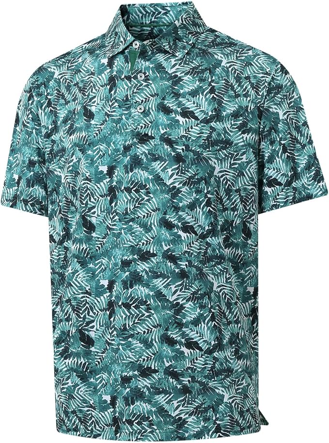 Golf Shirts for Men Dry Fit Short Sleeve Print Performance Moisture Wicking by MAELREG