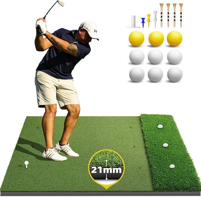 Bltend Dual Turf Golf Mat 31mm: 5x5ft/5x4ft Heavy-Duty Golf Hitting Mats by Bltend