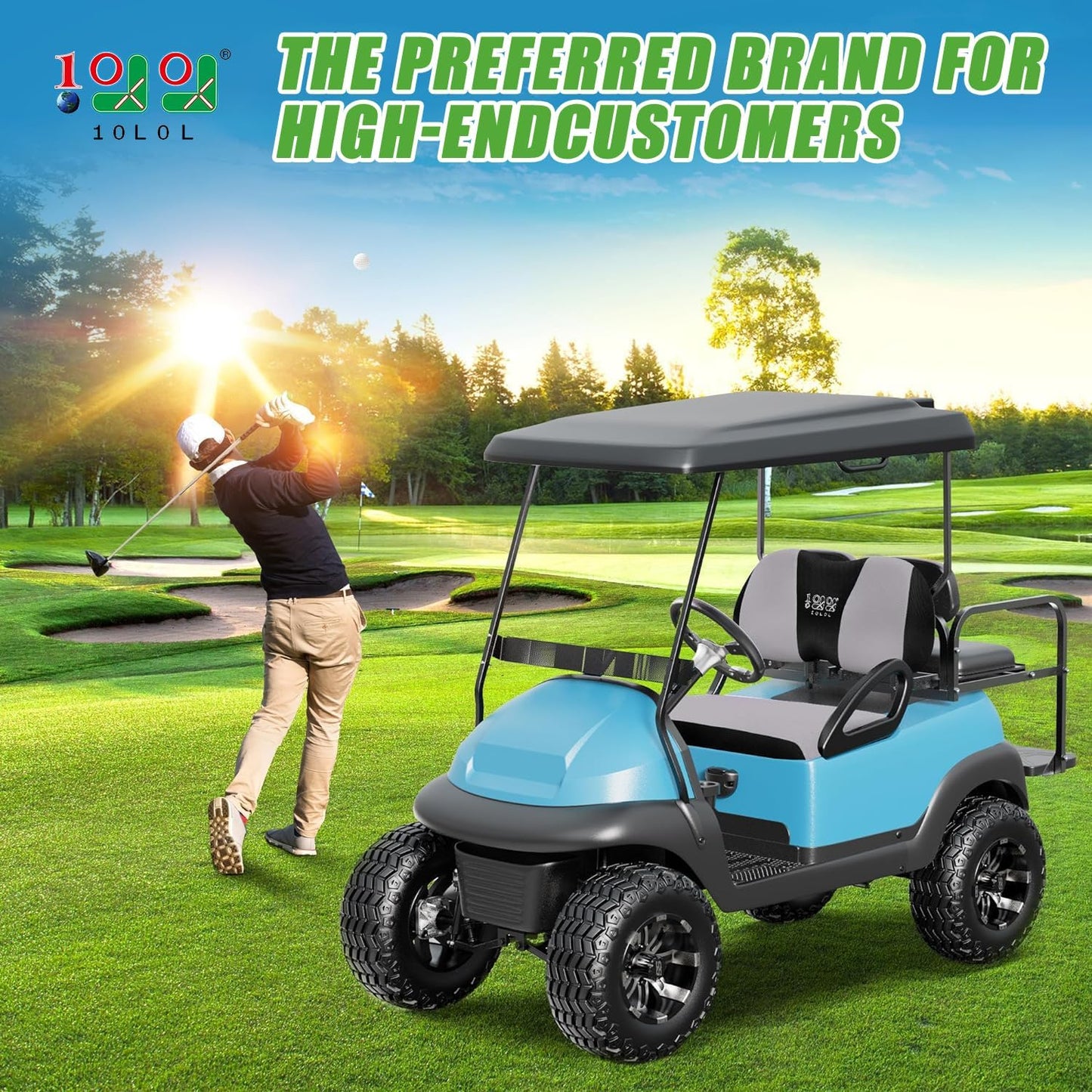 10L0L Golf Cart Seat Covers Universal for Yamaha Club Car Precedent Standard Front Seats, Breathable Mesh Bench Seat Cover, No Drilling Seat Cushion, All-Season Comfort Cool in Summer & Warm in Winter