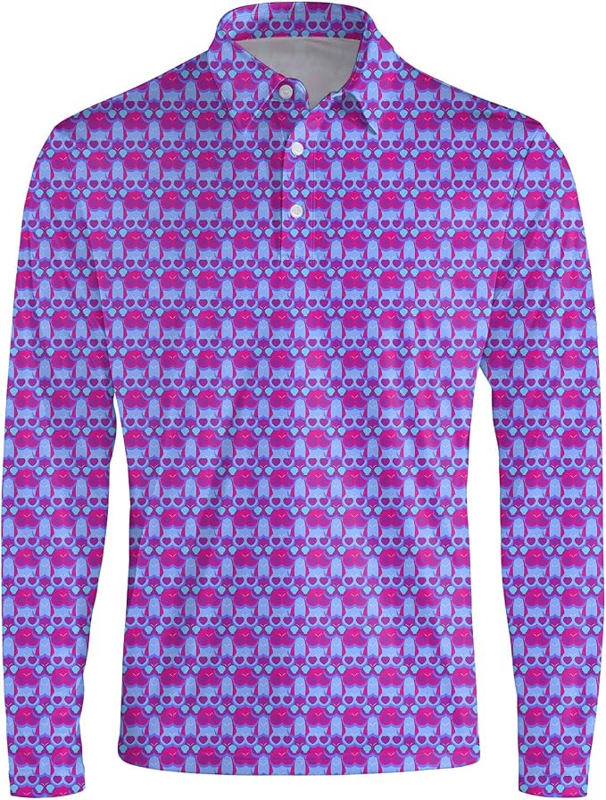 Men's Long Sleeve Golf Shirt Quick Dry 3 Button Work Fishing Outdoor Casual - Image 3