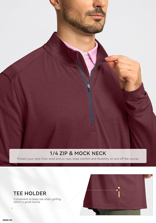 Obla Golf Quarter Zip Pullover for Men Mock Neck Sweatshirt Lightweight Sun - Image 4