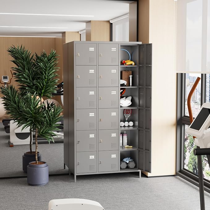 METAN Metal Locker for School Office Gym Bedroom, 18 Doors Steel Storage Locker - Image 2