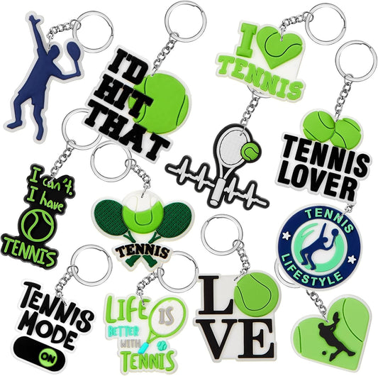Batiyeer 36 Pack Tennis Keychains Bulk Party Favors Sports Ball Key Chains Funny Keyring Gifts for Birthday Supplies