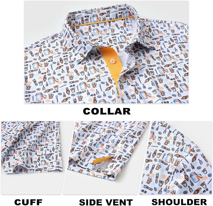 M MAELREG Mens Golf Shirt Short Sleeve Dry Fit Print Moisture Wicking - Image 5