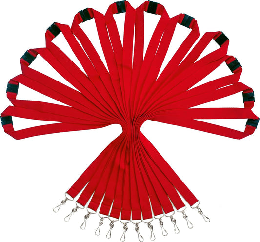 12 Pack Breakaway Lanyards, Durable Neck Straps for Schools, Office, Cruise, Red