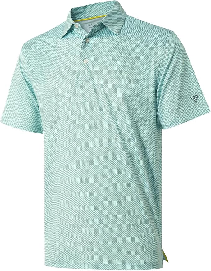 Golf Shirts for Men Dry Fit Short Sleeve Print Performance Moisture Wicking by MAELREG