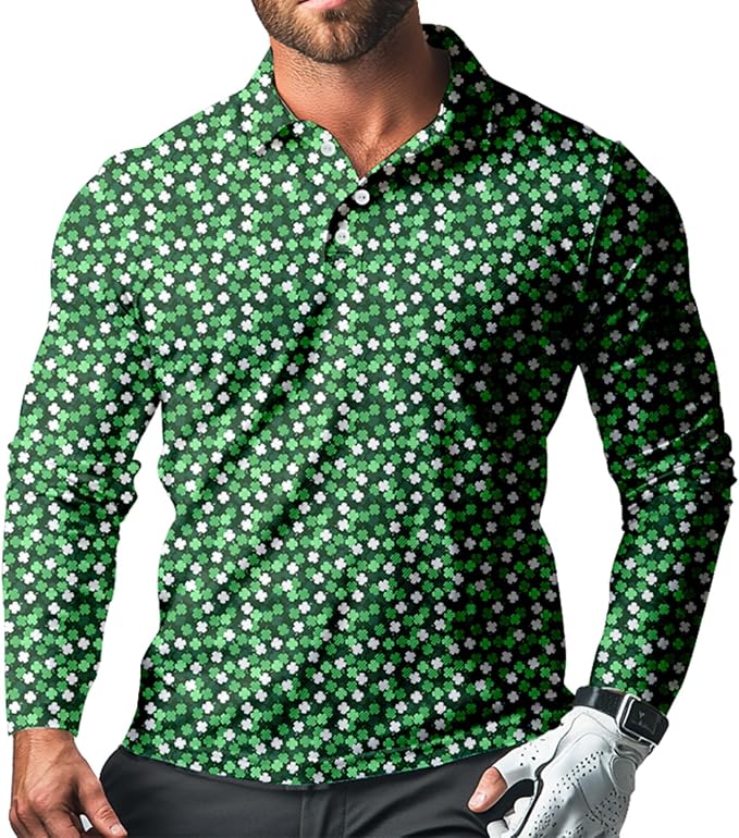 Men's Long Sleeve Golf Shirt Quick Dry 3 Button Work Fishing Outdoor Casual - Image 3