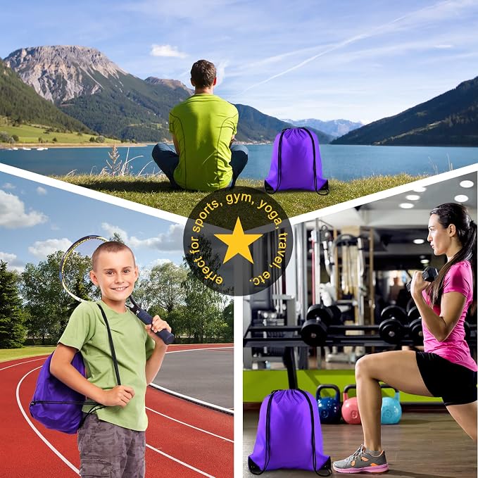 KUUQA 60Pcs Purple Drawstring Backpack Bag Bulk Drawstring Bags String Bags - Image 6