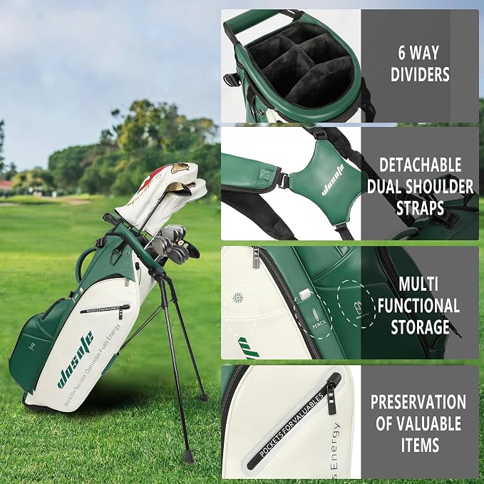 Lightweight 14-Way Golf Stand Bag, PU Leather Golf Bag Waterproof Men Women - Image 5
