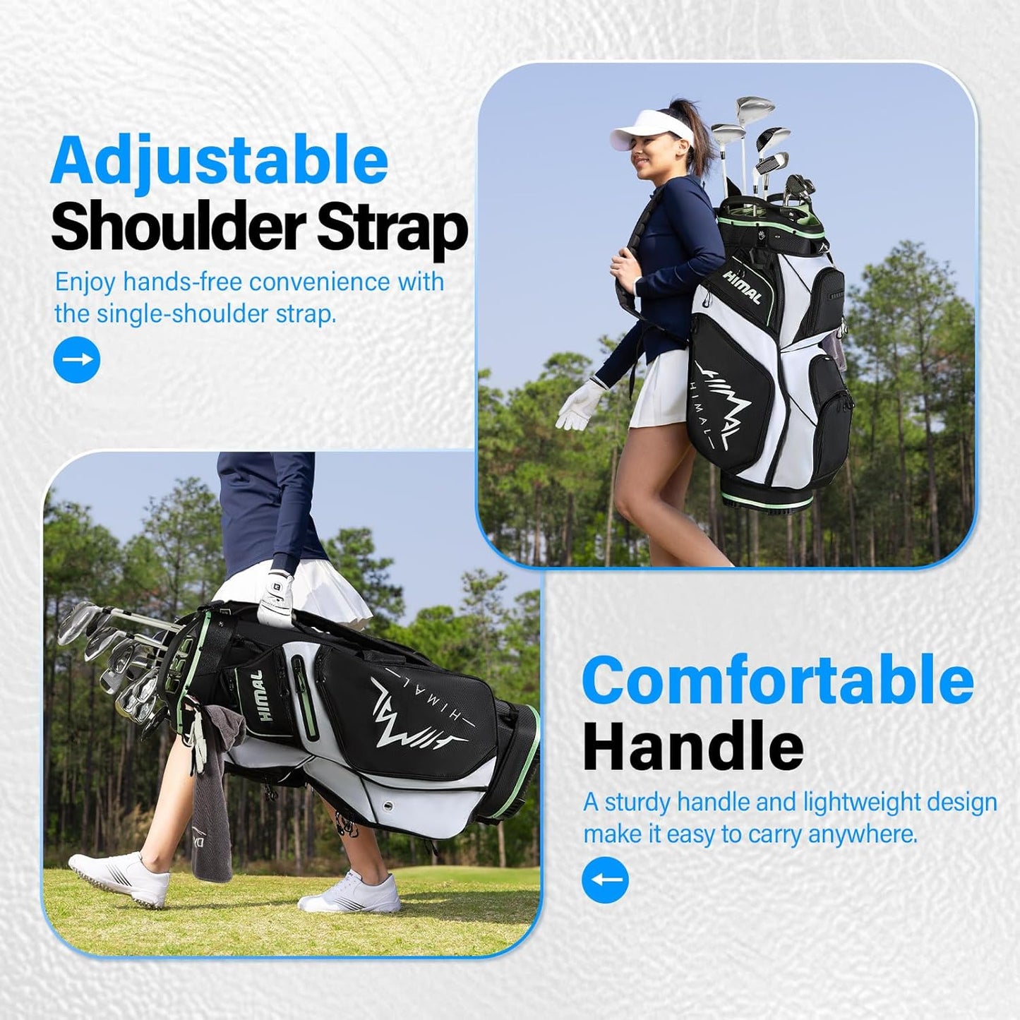 14-Way Golf Cart Bag, Full Length Premium Golf Bag for Men with Cooler Pocket, Handles and Rain Cover