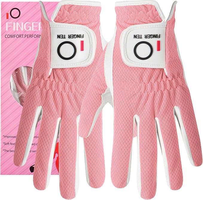 FINGER TEN Womens Golf Glove Right Handed Golfer Left Hand Rain Grip Hot Wet by FINGERTENSport