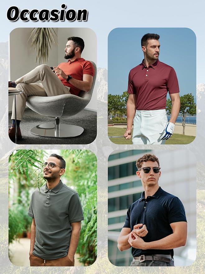 KEFITEVD Men's Polo Shirts Short Sleeve Moisture Wicking Dry Fit Performance - Image 6