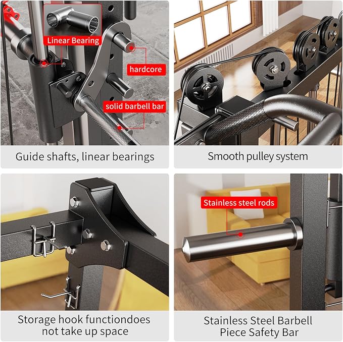 Smith Machine，Multi-Function Squat Rack Power Cage - Image 4