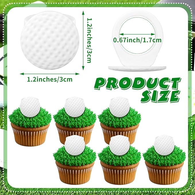 Honeydak 48 Pcs Golf Sport Cupcake Rings Toppers Decoration Sport Ball Theme - Image 2