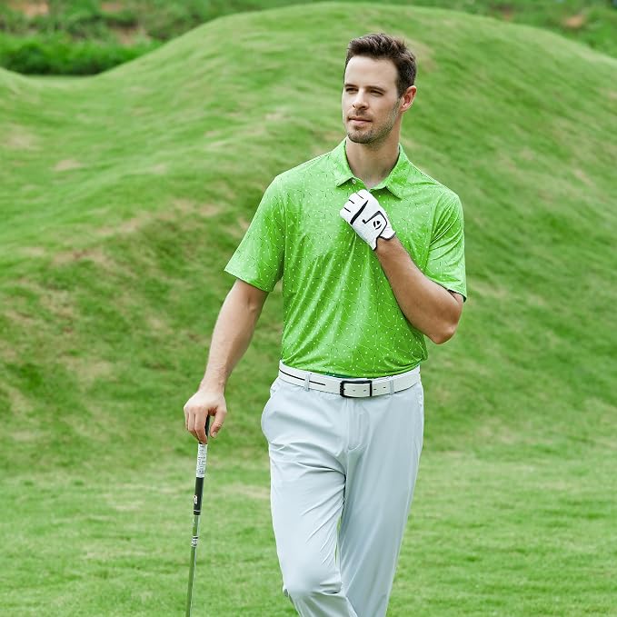 Esabel.C Golf Shirts for Men Dry Fit Performance Short Sleeve Print Moisture - Image 4