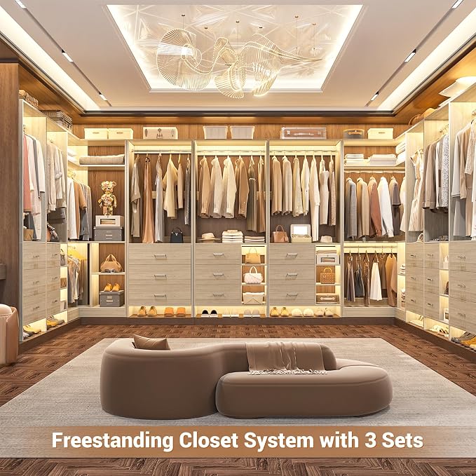 Aheaplus Closet System with 6 Drawers, 4 Hanging Rods & Corner Tower, Corner - Image 4