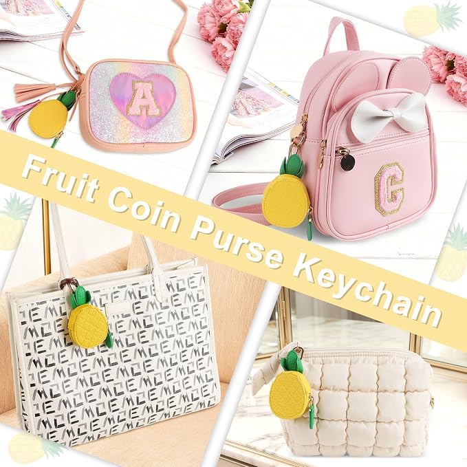 XSUIOY Orange Fruit Coin Purse Keychain Bag Charm, Mini Leather Coin Purse & - Image 5