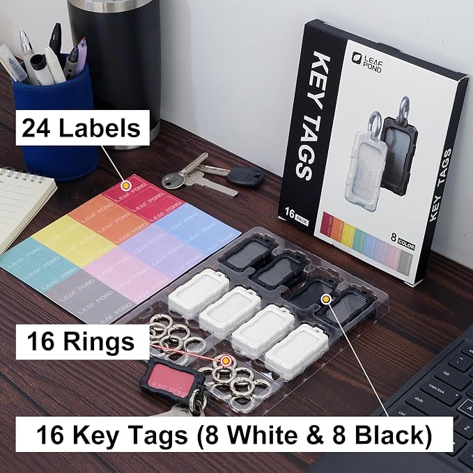 16 Pack Solid Plastic Key Tags - Image 6