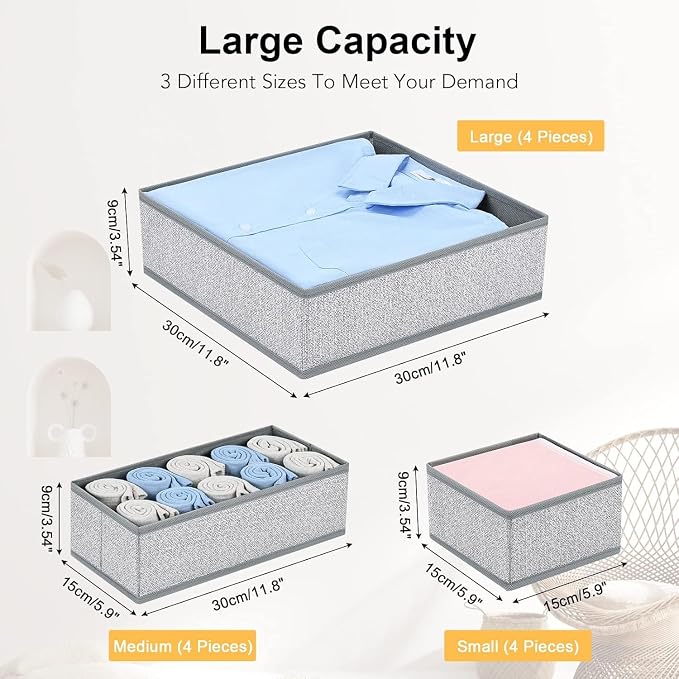 DIMJ Drawer Organizer Clothes 12 Pack - Image 2
