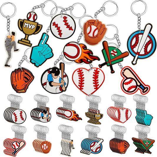 Batiyeer 36 Pack Baseball Keychains Bulk Party Favors Sports Ball Key Chains Funny Keyring Gifts for Birthday Supplies