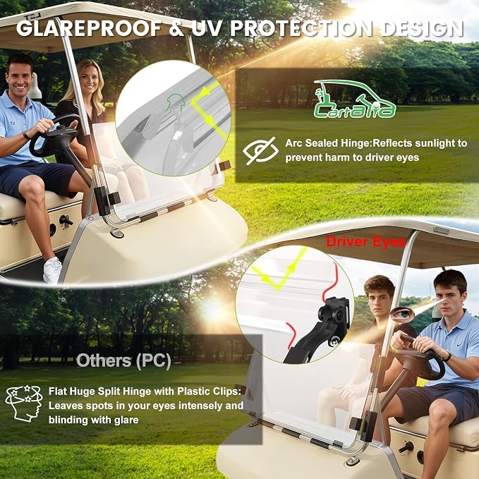 Golf Cart Foldable Windshield 3/16" Only Fits 1982-2000 Club Car DS 1"×1" - Image 6