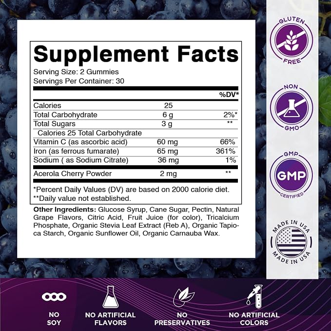 Vitamatic Iron 65 mg Gummies Supplement - Image 2