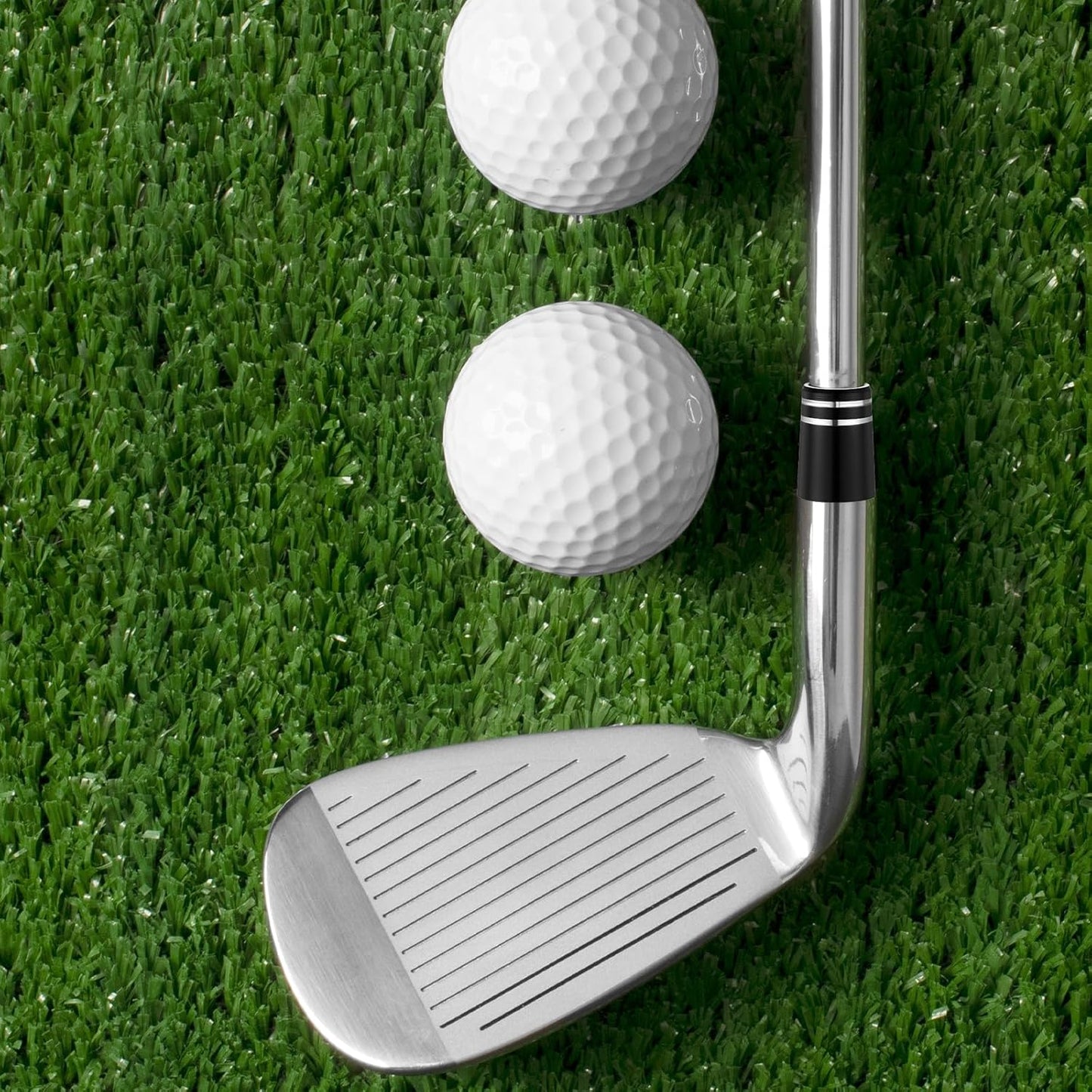 10 Pcs .370 Golf Iron Ferrules with Double Silver Ring Black Golf Ferrule for Taper Tip ID:0.370", OD:0.540", Length:0.750"