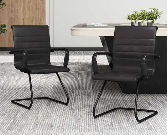 CIMOTA Waiting Room Chairs Leather Office Guest Chair Mid Back Reception Chairs by CIMOTA