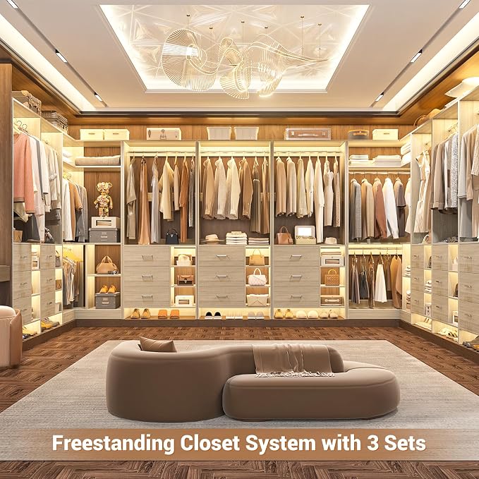Aheaplus Closet System with 6 Drawers, 4 Hanging Rods & Corner Tower, Corner - Image 4