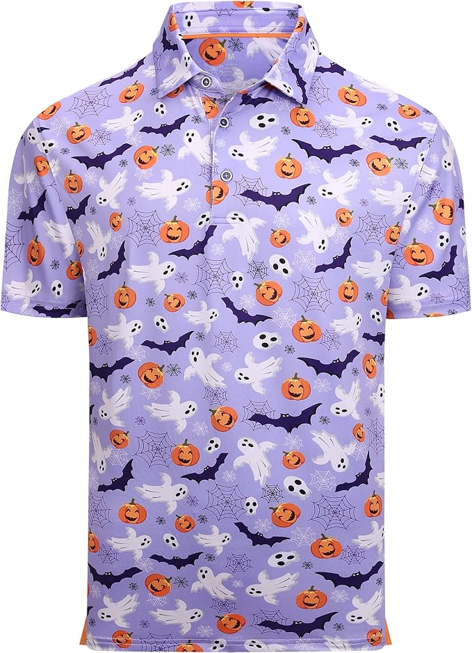 Esabel.C Golf Shirts for Men Dry Fit Performance Short Sleeve Print Moisture by EsabelC