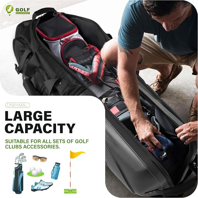 Golf Travel Bag with Hard Case Top, 1680D Heavy Duty Oxford Golf Club Travel - Image 5