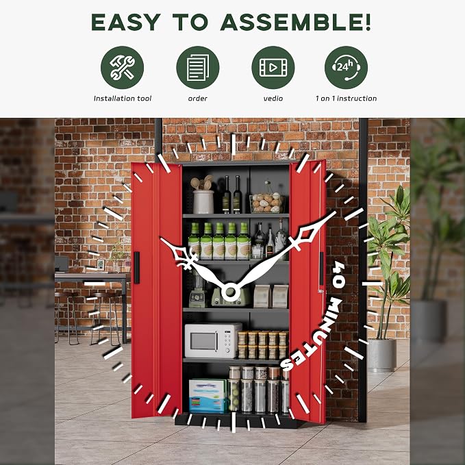 Greenvelly Metal Garage Storage Cabinet, Tall Cabinets - Image 5