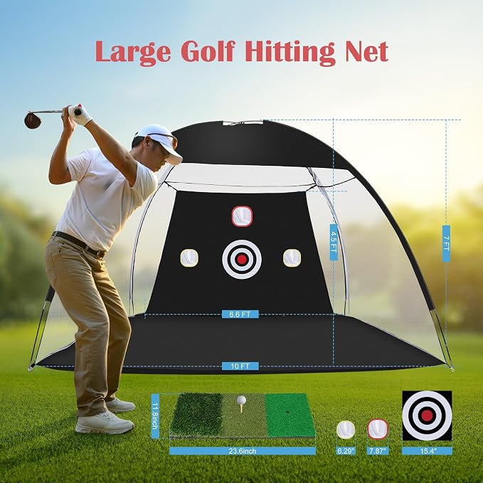Golf Net, 10 x 7ft Backyard Practice net, Golf Hitting, Driving Net - Image 4