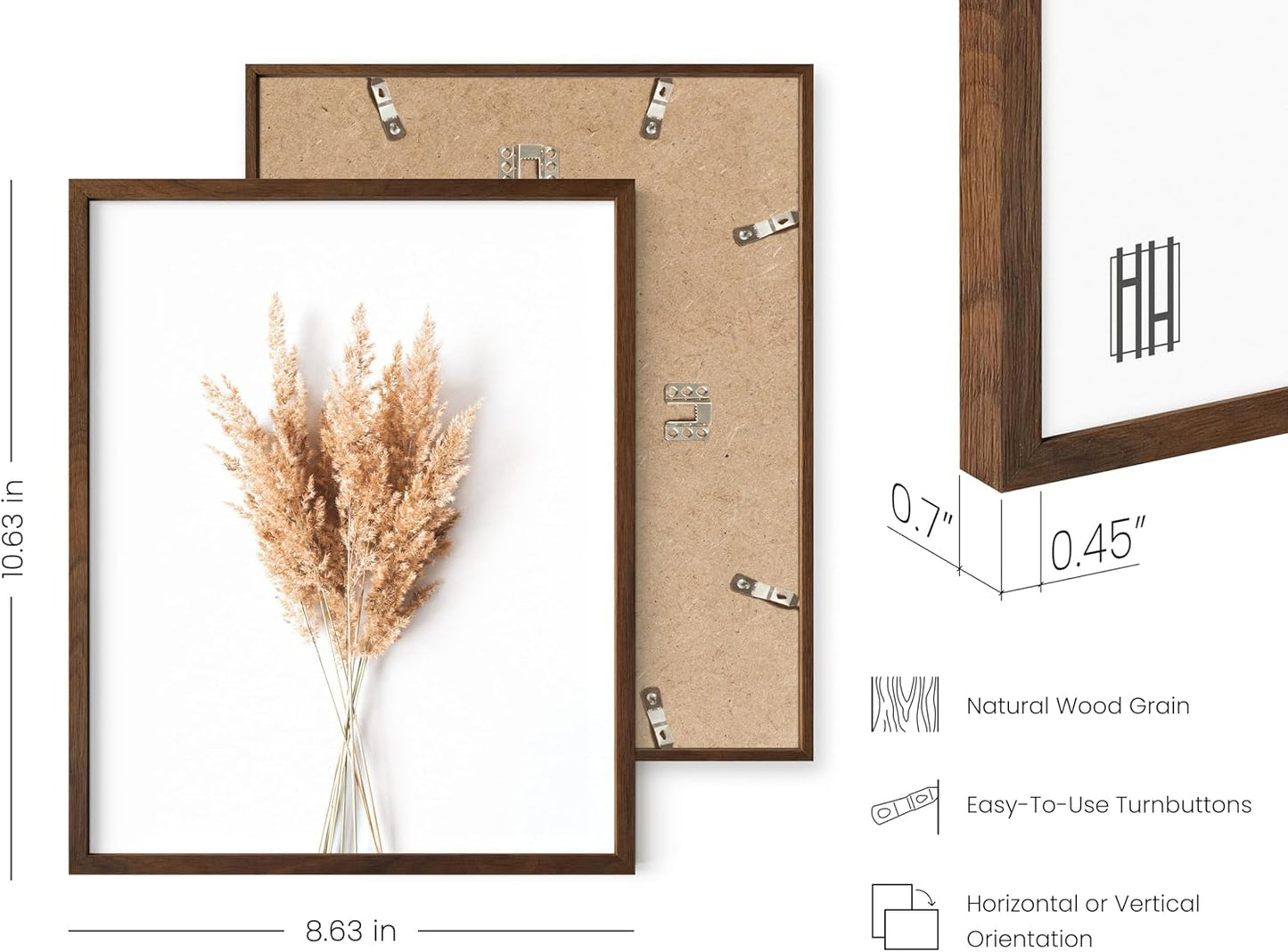 HAUS AND HUES Flower Wall Decor - Set of 4 Framed Floral Art Prints, Botanical Wall Art for Bedroom or Living Room, Flower Paintings and Pictures (Walnut Frame, 8x10)