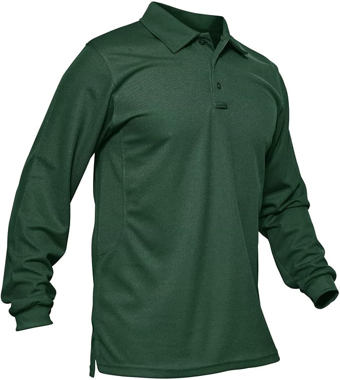 MAGCOMSEN Men's Polo Shirts 3 Button Quick Dry Performance Long Sleeve Tactical by MAGCOMSEN