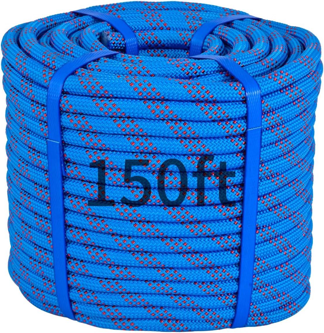 150Ft 1/2 Inch Heavy Duty Climbing Rope - for Tree Swing, Pulling, Outdoor & Gym Use (Blue)