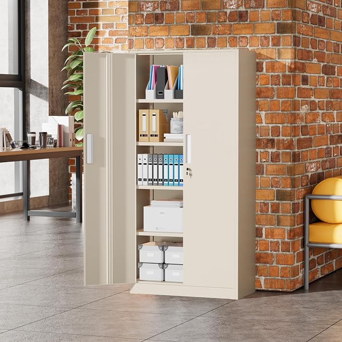 Greenvelly Metal Storage Cabinets, 72” Steel Garage Storage Cabinet - Image 2